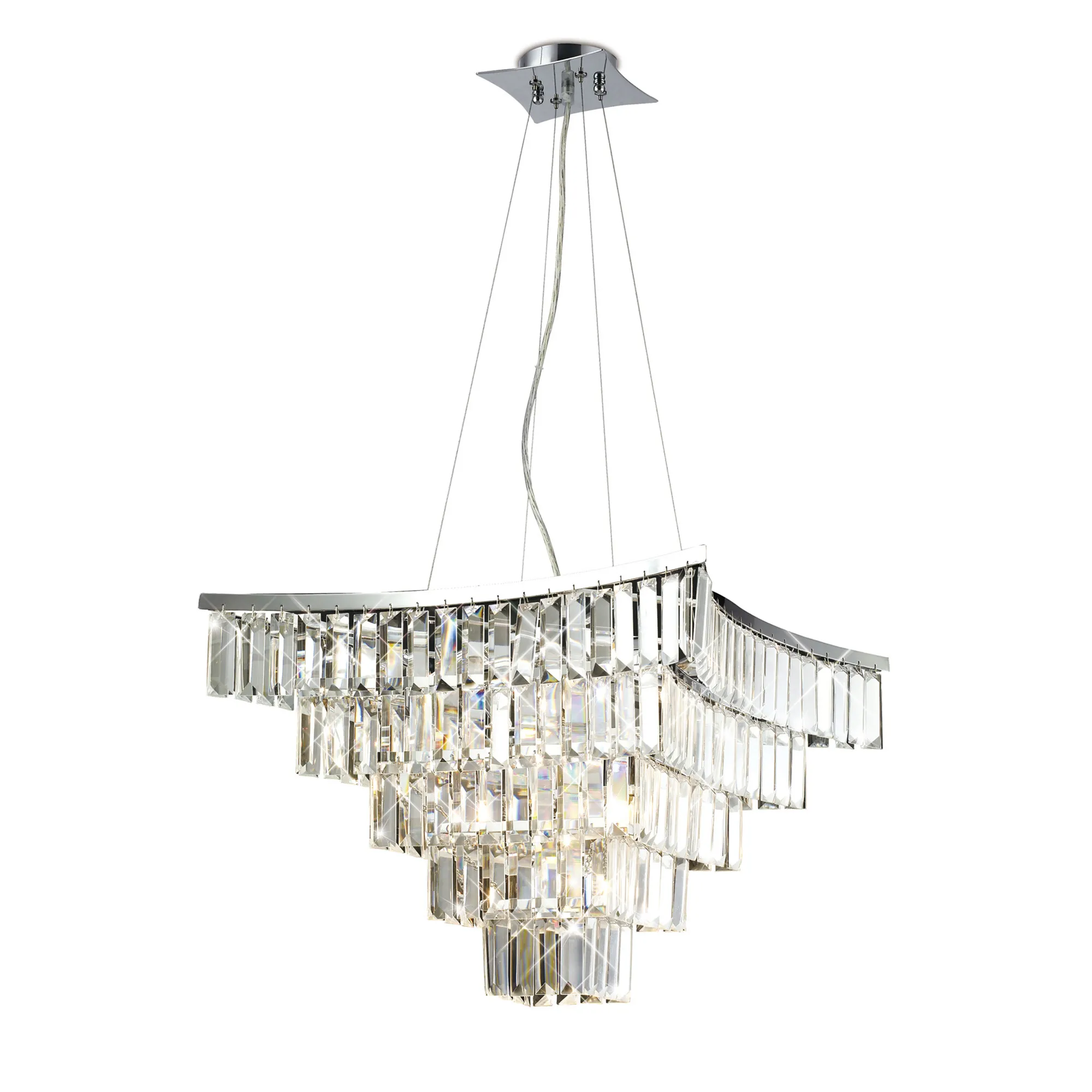 Gianni Crystal Ceiling Lights Diyas Ringed & Square Crystal Fittings